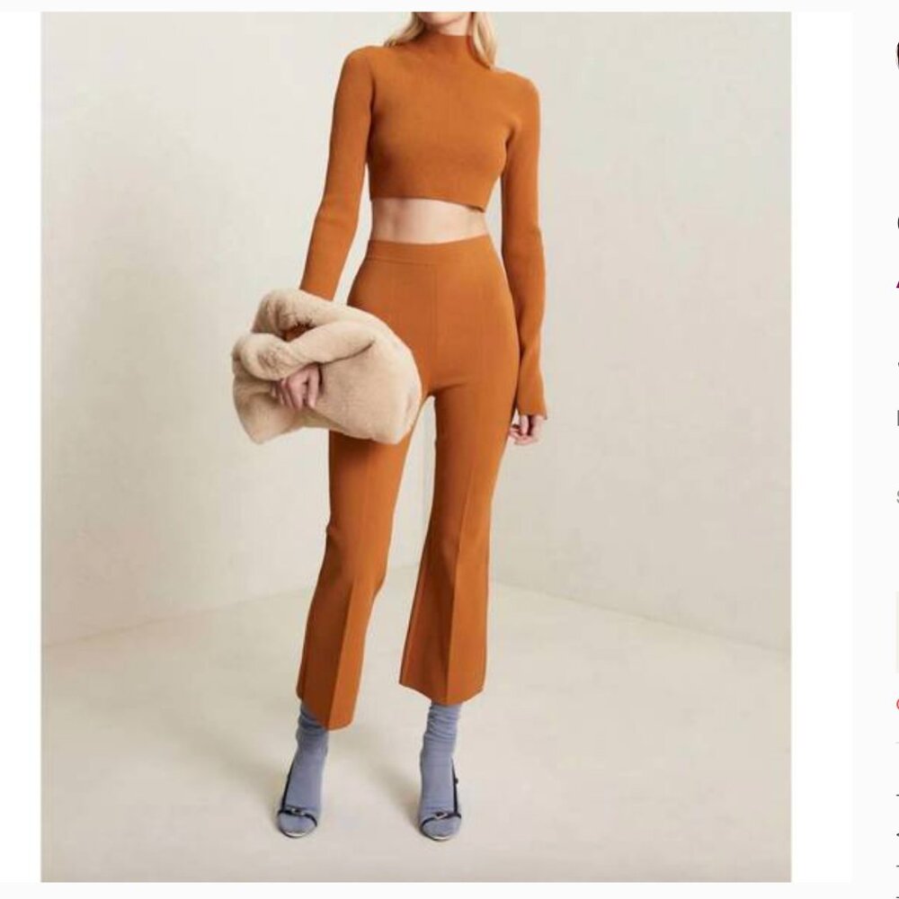 A.L.C Brooklyn Stretch Knit Kick Flare Pant Cognac XS